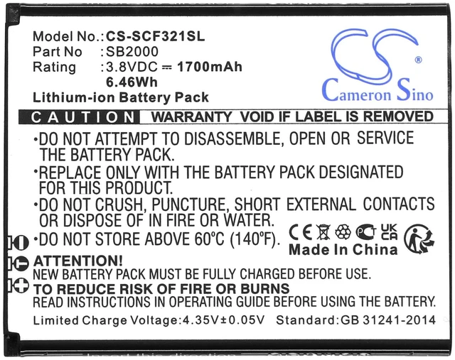 Alt view image 3 of 3 - Replacement Battery for Schok SB2000 Flip SC3218T SC3218B CS-SCF321SL 3.8V