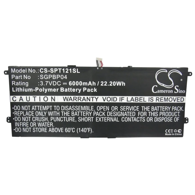 Alt view image 5 of 6 - Battery for Sony GPT121 SGPT121US/S Tablet S SGPBP04 CS-SPT121SL 6000mAh 22.20Wh