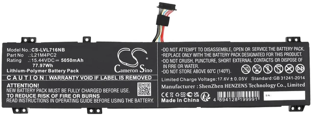 Alt view image 3 of 5 - Battery for Lenovo Legion 7 16IAX7 L21C4PC2 L21L4PC2 L21M4PC2 CS-LVL716NB 15.44V
