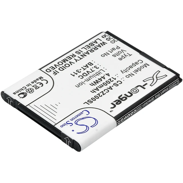 Alt view image 2 of 5 - Battery for Acer BAT-311 1ICP5/43/55 KT.0010S.011 Liquid Z200 M220 Z220 Duo
