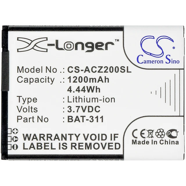 Alt view image 5 of 5 - Battery for Acer BAT-311 1ICP5/43/55 KT.0010S.011 Liquid Z200 M220 Z220 Duo
