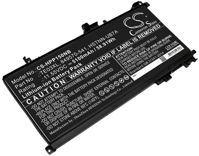 Main image of Battery for HP Pavilion 15-BC UHD X1G87PA 3ICP7/65/80 849570-541 TE03XL TPN-Q173