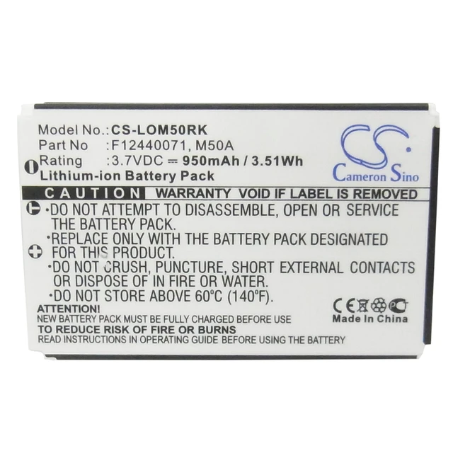 Alt view image 5 of 5 - Battery for Logitech diNovo Edge DiNovo Mini Y-RAY81 190304-2004 F12440071 M50A