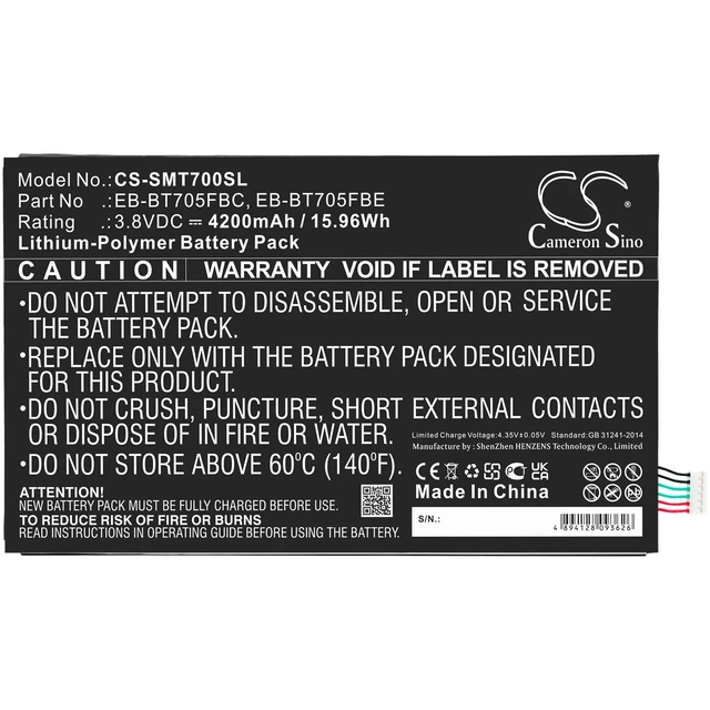 Alt view image 3 of 5 - Battery for Samsung Galaxy Tab S 8.4 Klimt SC03G SM-T700 EB-BT705FBC EB-BT705FBE