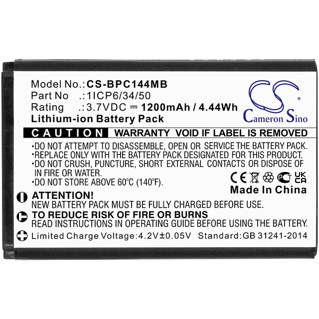 Alt view image 3 of 4 - Battery for Babymoov Touch Screen A014407 1ICP6/34/50 Baby Monitor CS-BPC144MB