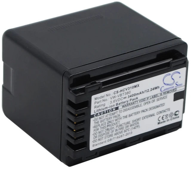 Alt view image 5 of 5 - Battery for Panasonic HC-250EB HC-V130 HC-V210 HC-V270 VXF-999 VW-VBT190 3400mAh