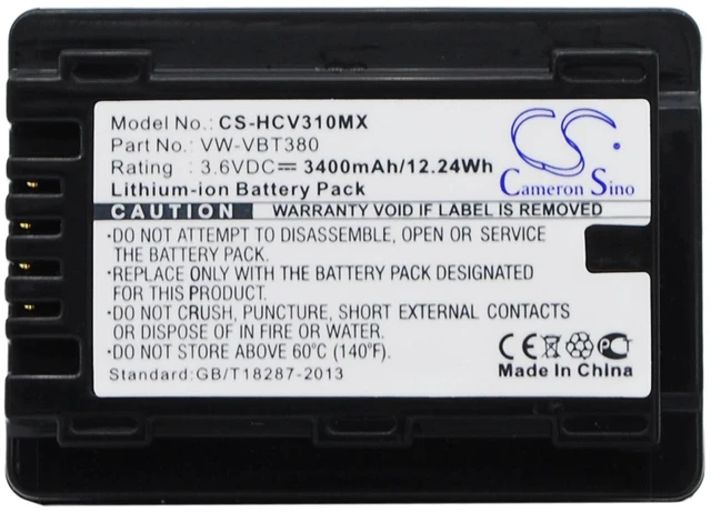 Main image of Battery for Panasonic HC-250EB HC-V130 HC-V210 HC-V270 VXF-999 VW-VBT190 3400mAh