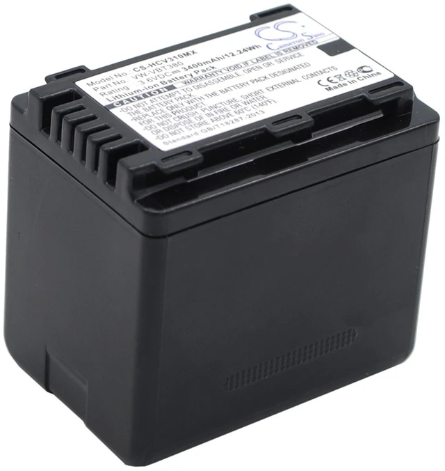 Alt view image 3 of 5 - Battery for Panasonic HC-250EB HC-V130 HC-V210 HC-V270 VXF-999 VW-VBT190 3400mAh