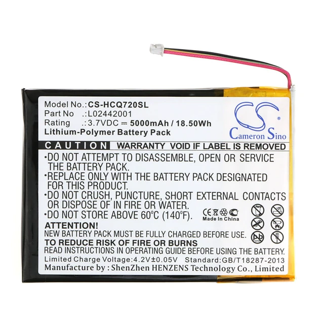 Alt view image 5 of 6 - Battery for HP CQ720A eStation Zeen Photosmart C510 L02442001 Tablet CS-HCQ720SL