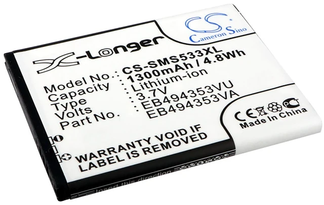 Alt view image 2 of 5 - Battery for Samsung EB494353VU EB494353VA GT-S5570 Galaxy Mini GT-S5250 Wave 723