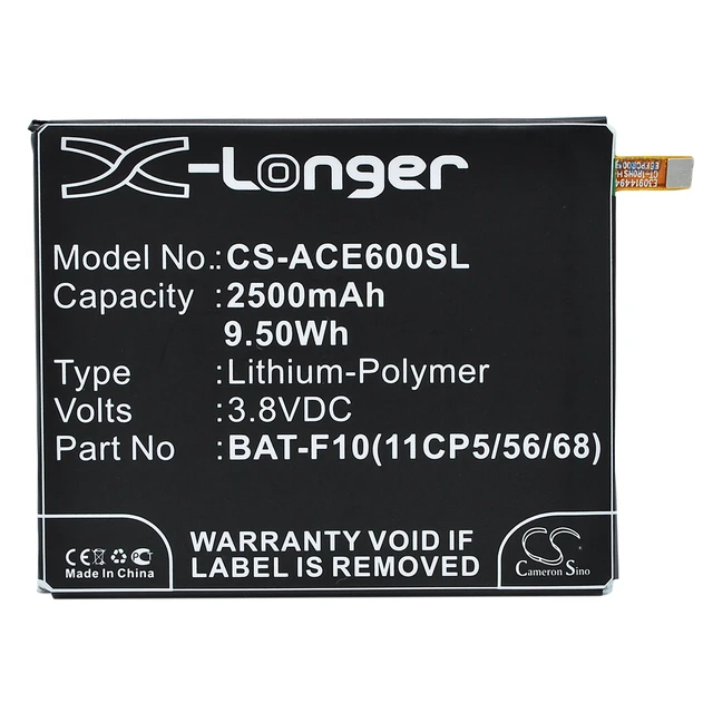 Alt view image 5 of 6 - Battery for Acer Liquid E600 BAT-F10(11CP5/56/68) KT.0010S.012 CS-ACE600SL 3.8V