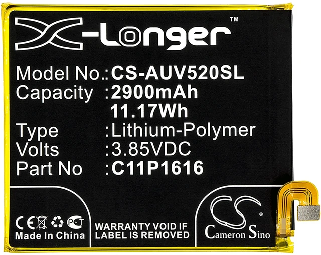 Alt view image 3 of 4 - Battery for Asus A006 V520KL ZenFone V 0B200-02480000 C11P1616 CS-AUV520SL