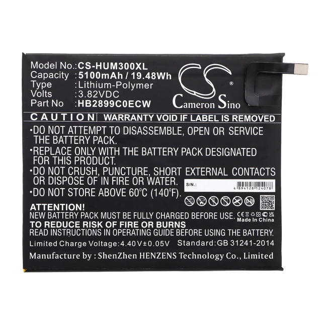 Alt view image 3 of 4 - Battery for Huawei BTV-DL09 BTV-W09 Mediapad M3 TD-LTE HB2899C0ECW 3.82v 5100mAh