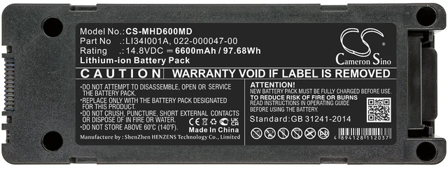 Alt view image 5 of 6 - Battery for Mindray BeneHeart D6 DP-50 Z5 Z6 022-000012-00 LI24I002A LI34I001A