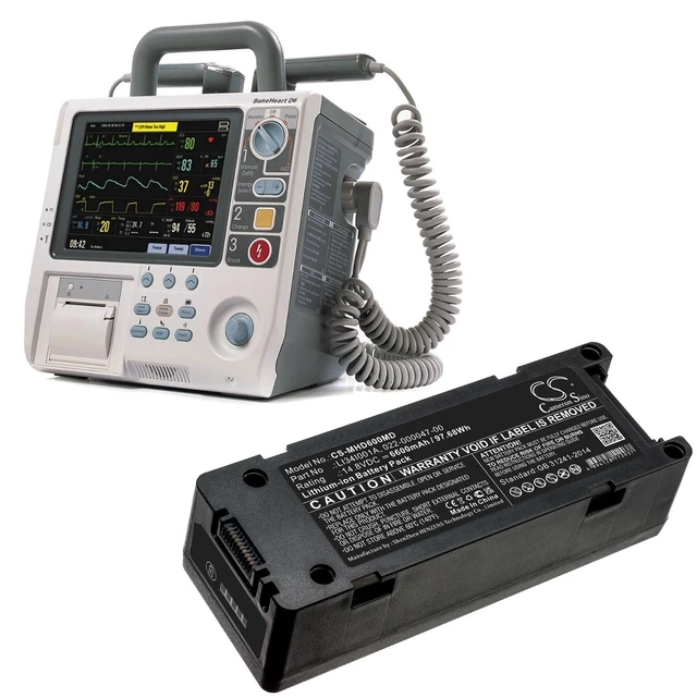 Alt view image 6 of 6 - Battery for Mindray BeneHeart D6 DP-50 Z5 Z6 022-000012-00 LI24I002A LI34I001A