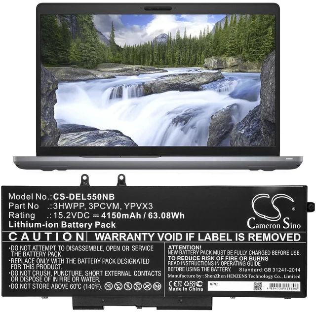 Alt view image 5 of 5 - Battery for DELL Latitude 14 5410 5501 5511 5401 15 5510 4F92V 3HWPP 3PCVM YPVX3