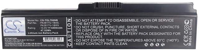 Alt view image 5 of 5 - Battery for Toshiba Satellite L700 L730 L735 L740 L750 PA3817U-1BAS PA3817U-1BRS