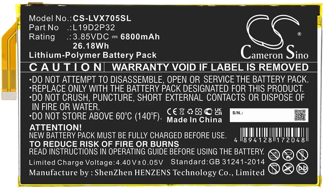 Alt view image 3 of 5 - Battery for Lenovo Yoga Smart Tab YT-X705F L19D2P32 Tablet CS-LVX705SL 3.85v