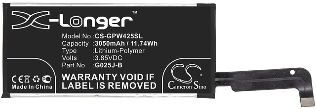 Alt view image 3 of 5 - Battery for Google Pixel 4A G025J-B GA02099 Mobile SmartPhone CS-GPW425SL 3.85v