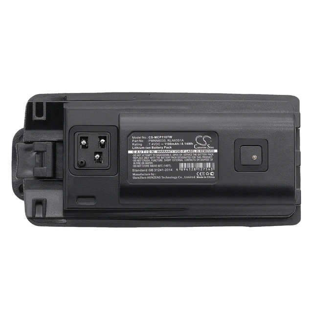 Alt view image 5 of 5 - Battery for Motorola A10 A12 CP110 EP150 RLN6308 6080384X65 PMNN6035 RLN6351A