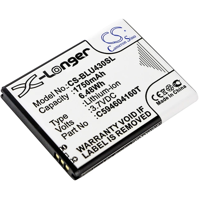 Main image of Battery for BLU D910A VIVO 4.3 C594604160T Mobile SmartPhone CS-BLU430SL 1750mAh
