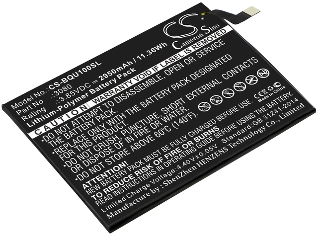 Main image of Battery for BQ Aquaris U Lite Plus 3080 Mobile SmartPhone CS-BQU100SL 2950mAh