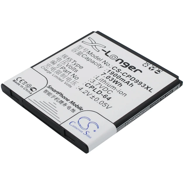 Alt view image 3 of 5 - Battery for Coolpad 9930 W702 CPLD-64 Mobile SmartPhone CS-CPD993XL 3.7v 1900mAh