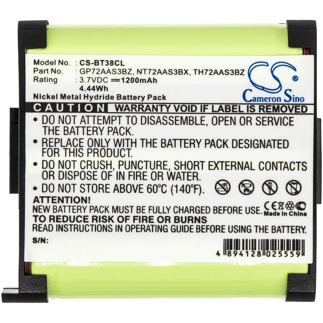 Alt view image 3 of 3 - Battery for GP GE 2-9005 SANIK GP72AAS3BZ NT72AAS3BX TH72AAS3BZ BT-38 3SN5AA72