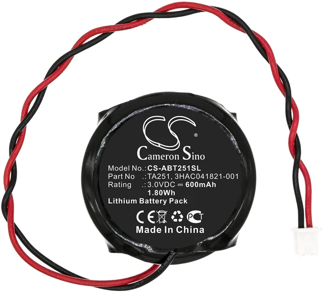 Alt view image 3 of 5 - Battery for ABB TA251 3HAC041821-001 PLC CS-ABT251SL Lithium Non-rechargeable
