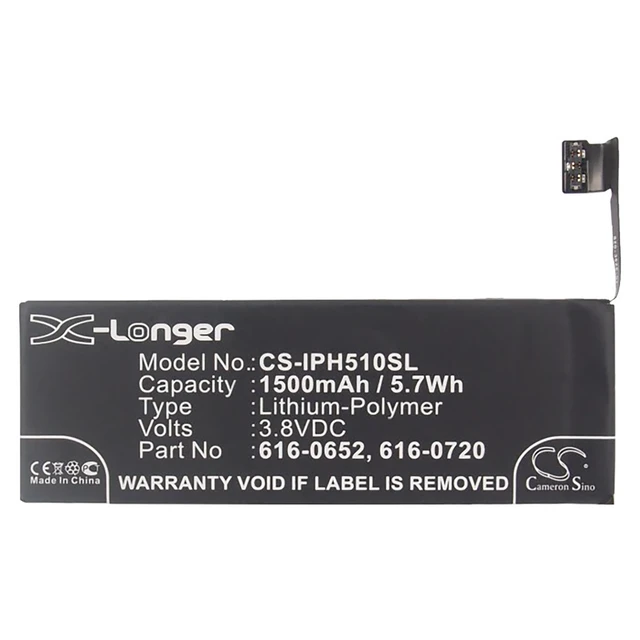 Alt view image 5 of 6 - Battery for Apple A1234 A1533 iPhone 5s 616-0719 616-0720 616-0722 616-0728