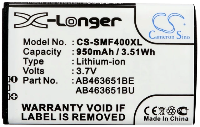 Alt view image 5 of 5 - Battery for Samsung AB463651BC AB463651BE AB463651BEC AB463651BU Blade Chat 322