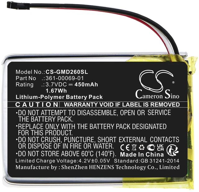 Alt view image 3 of 5 - Battery for Garmin Receiver 010-02608-10 O2ADNH02 010-11925-00 361-00069-01