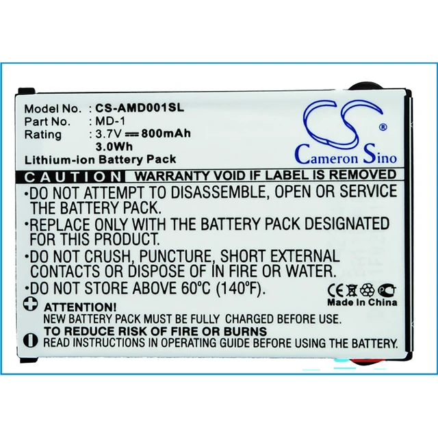 Alt view image 4 of 4 - Battery for AMOI MD-1 VoIP Phone CS-AMD001SL 3.7v 800mAh 3.0Wh Li-ion