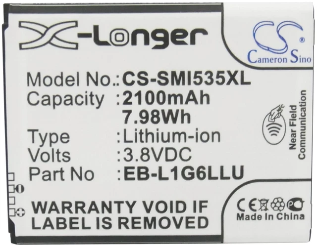 Alt view image 5 of 5 - Battery for Samsung T-MOBILE EB585158LP EB-L1G6LLA EB-L1G6LLAGSTA EB-L1G6LLZ