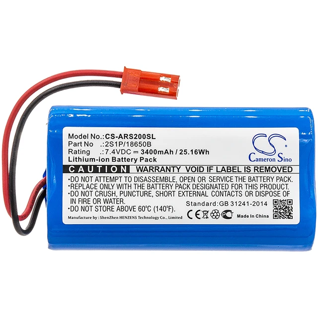 Alt view image 3 of 4 - Battery for Arizer Solo 2 Herb Vaporizer CS-ARS200SL 7.4v 3400mAh 25.16Wh