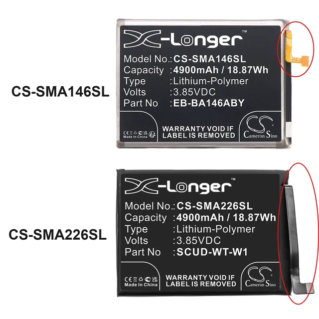 Alt view image 5 of 5 - Battery for Samsung EB-BA146ABY GH43-05150A WT-S-W1 Galaxy A14 SM-A146A SM-A146U