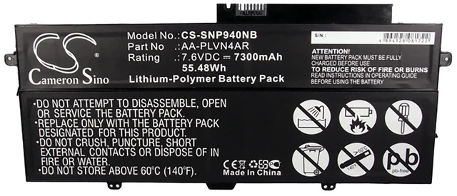 Alt view image 5 of 5 - Battery for Samsung Ativ Book 9 Plus NP940X3G NP940X3G-K01 K02 K04 AA-PLVN4AR