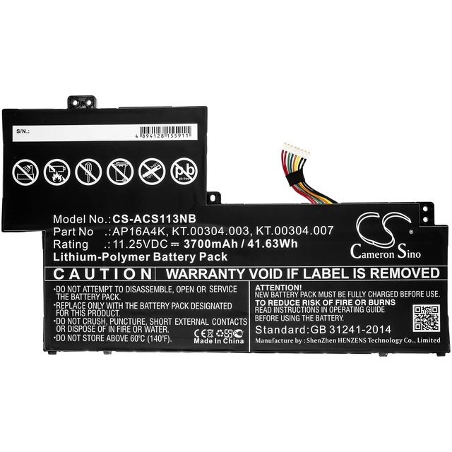 Alt view image 3 of 5 - Battery for Acer Aspire One Cloudbook 11 Swift AP16A4K KT.00304.003 KT.00304.007