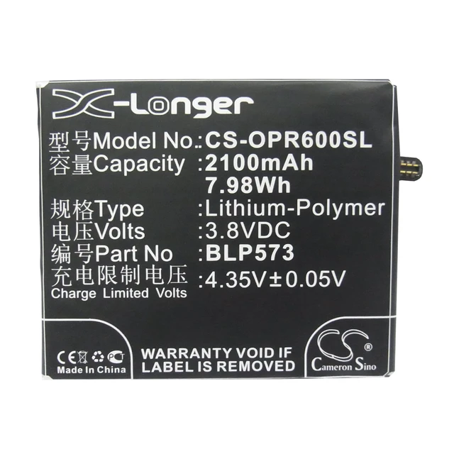 Alt view image 5 of 6 - Battery for OPPO N1 Mini N5111 N5116 N5117 R6007 BLP573 Mobile CS-OPR600SL