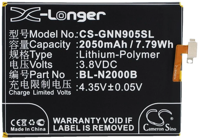 Main image of Battery for BLU D980L VIVO AIR GIONEE ELIFE S5.1 GN9005 Fly IQ4516 BL-N2000B
