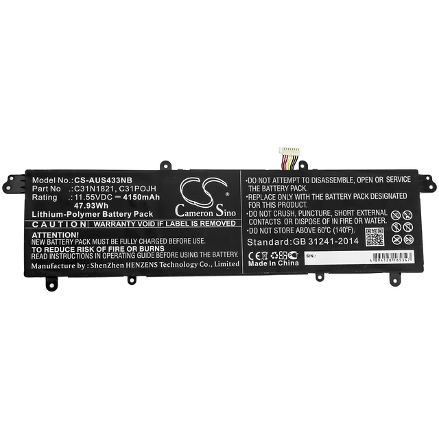 Alt view image 3 of 5 - Battery for Asus VivoBook S14 S13 S15 UX3000XN 0B200-03210100 C31N1821 C31POJH