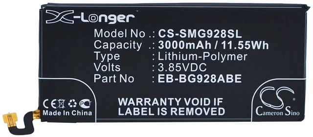 Main image of Battery for Samsung Galaxy S6 Plus Edge+ EB-BG928ABE GH43-04526A GH43-04526B
