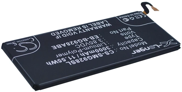Alt view image 3 of 6 - Battery for Samsung Galaxy S6 Plus Edge+ EB-BG928ABE GH43-04526A GH43-04526B