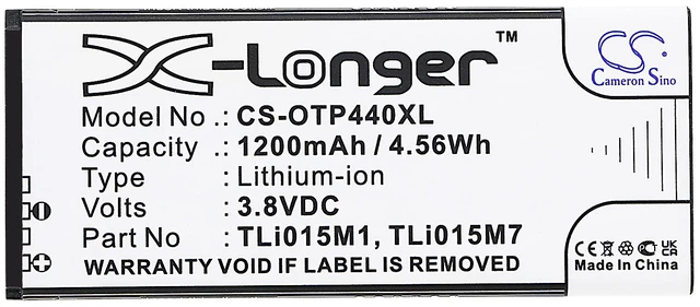 Alt view image 3 of 3 - Battery for Alcatel One Touch Pixi 4 4.0 OT-4034 TLi015M1 TLi015M7 TLi015MA
