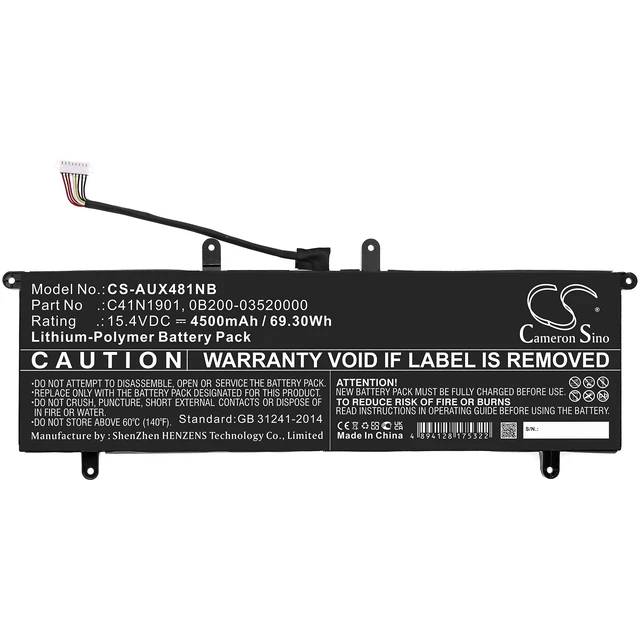 Alt view image 3 of 6 - Battery for Asus ZenBook 14 Duo UX481 0B200-03520000 0B200-03520100 C41N1901