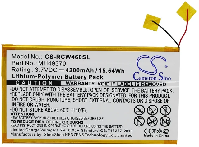 Main image of Battery for RCA 10" RCT6203W46 MH49370 Tablet CS-RCW460SL 3.7Vv 4200mAh 15.54Wh