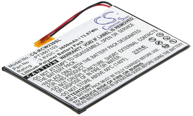 Main image of Battery for RCA 7" RCT6272W23 PT3867103 Tablet CS-RCW230SL 3.8V 3650mAh 13.87Wh