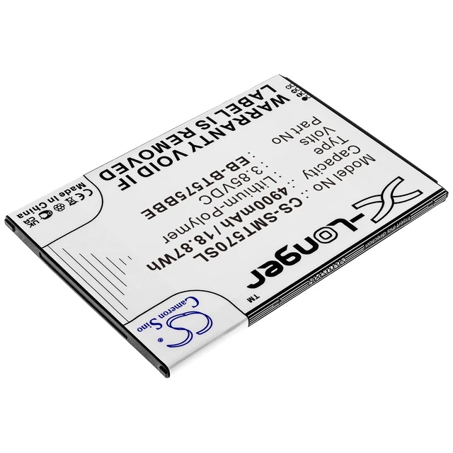 Alt view image 2 of 4 - Battery for Samsung Galaxy Tab Active 3 SM-T570 SM-T575 EB-BT575BBE GH43-05039A
