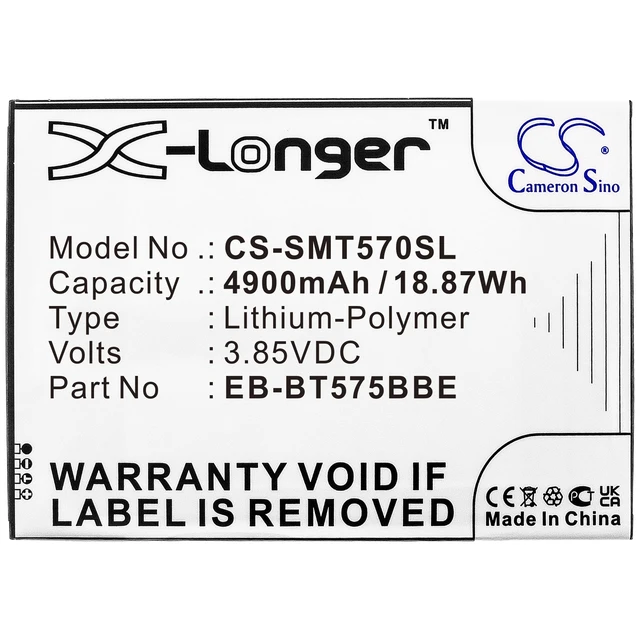 Alt view image 3 of 4 - Battery for Samsung Galaxy Tab Active 3 SM-T570 SM-T575 EB-BT575BBE GH43-05039A