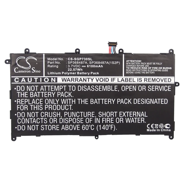 Alt view image 6 of 6 - Battery for Samsung Galaxy Tab 8.9 GT-P7300 GT-P7310 GT-P7320 SP368487A (1S2P)